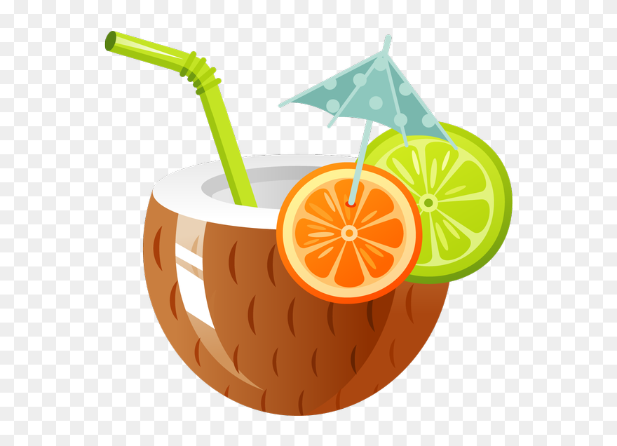 Hawaii Clipart Coconut Cocktail Vacationer Traveller - Coconut Clip Art - Png Download