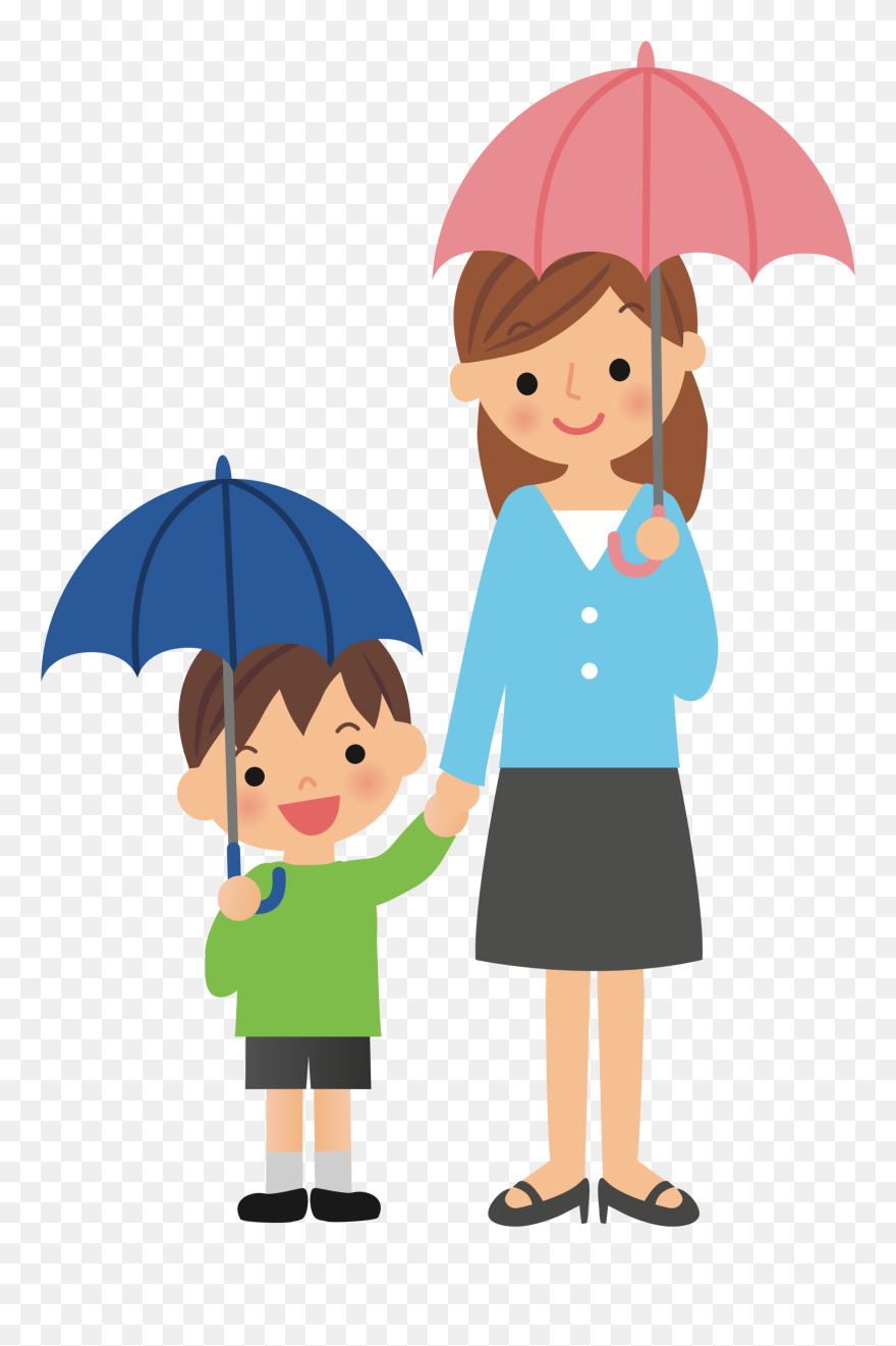 Transparent Closed Umbrella Png - Kid With Umbrella Drawing Clipart