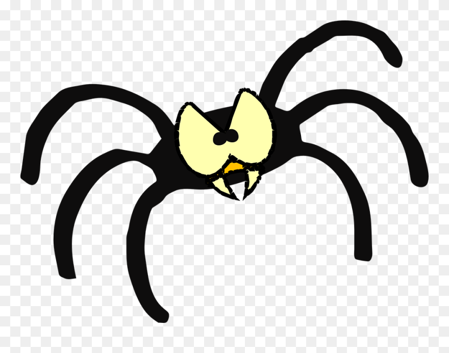 Eyes, Cartoon, Spider, Bug, Sharp, Teeth, Fangs, Legs - Scary Spider Clipart - Png Download