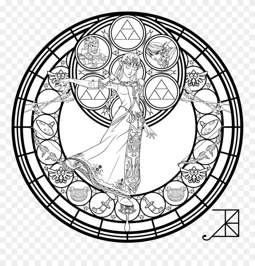 Free Stained Gl Colouring Pages - Adult Coloring Pages Zelda Clipart