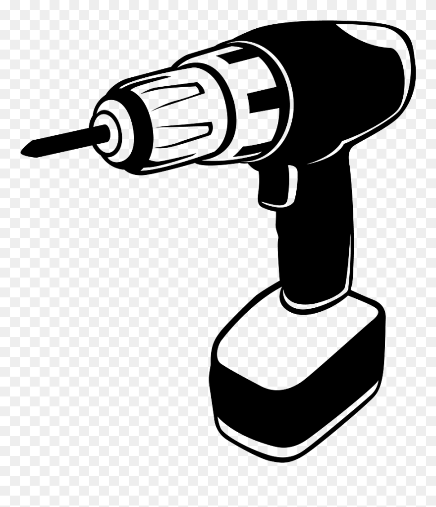 Drill Clipart Black And White - Power Drill Clipart Black And White - Png Download