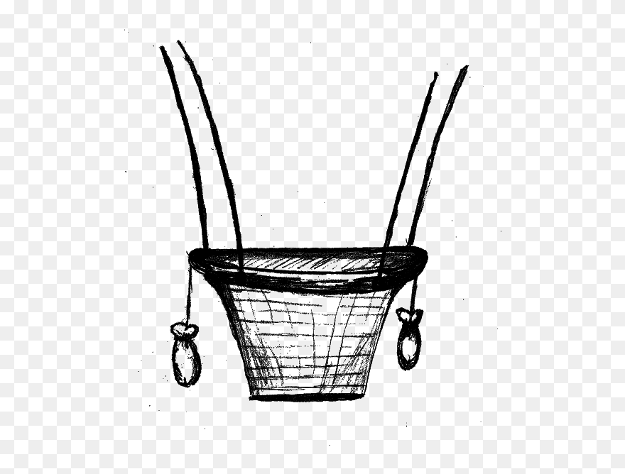 Transparent Balloons Black And White Clipart - Hot Air Balloon Basket Drawing - Png Download