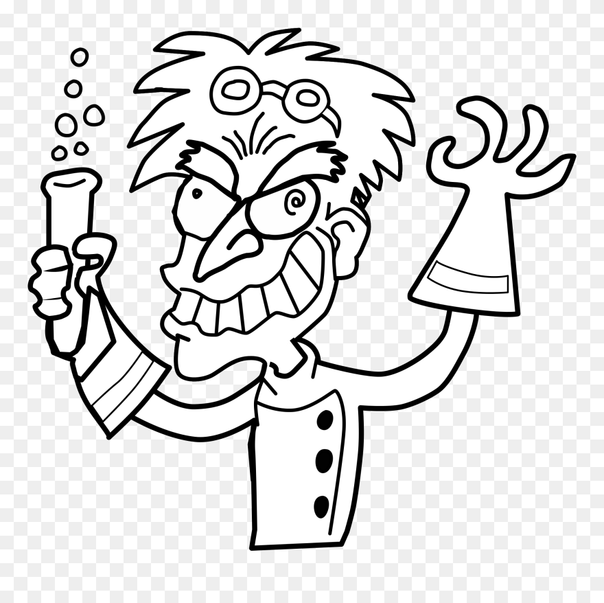 Transparent Mad Clipart - Mad Scientist Clipart Black And White - Png Download