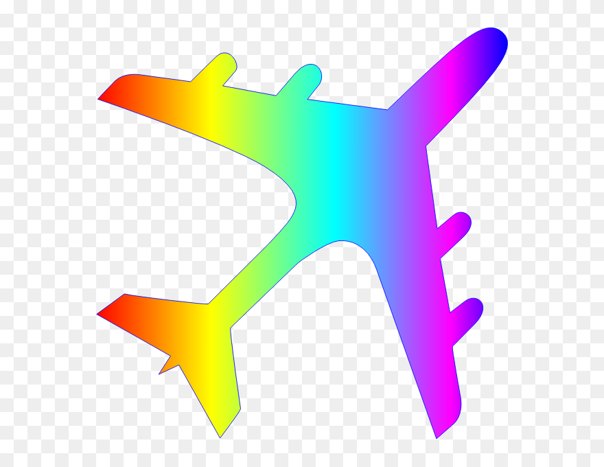 Airplane Silhouette Rainbow Colors - Aeroplane In Rainbow Colors Clipart