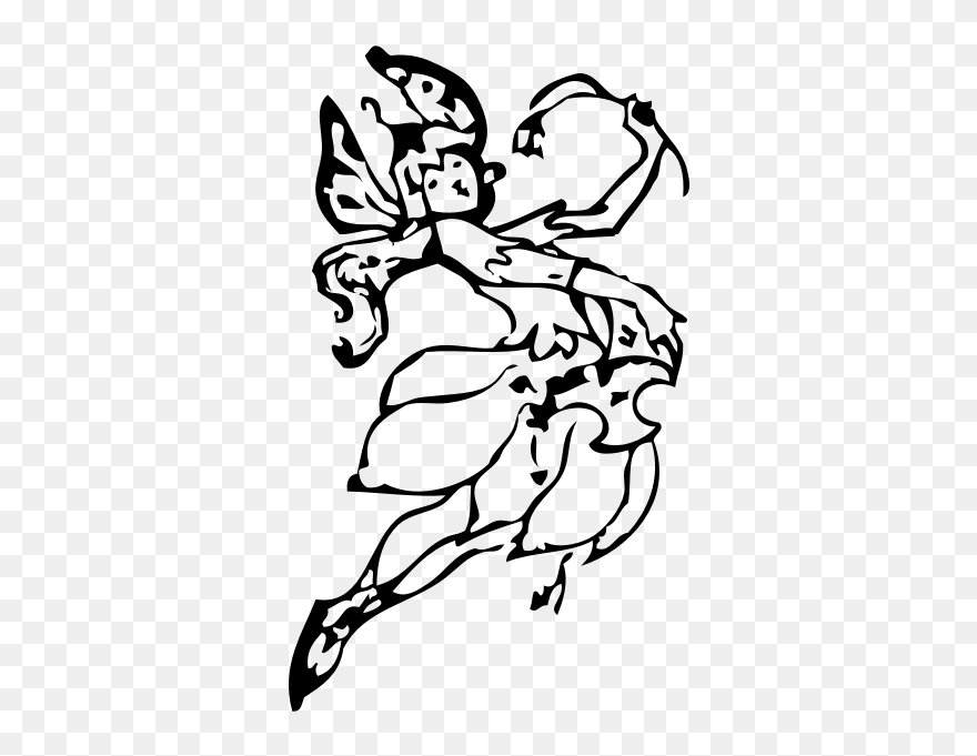 Flower Fairie - Fantasy Images For Kids Black And White Png Clipart