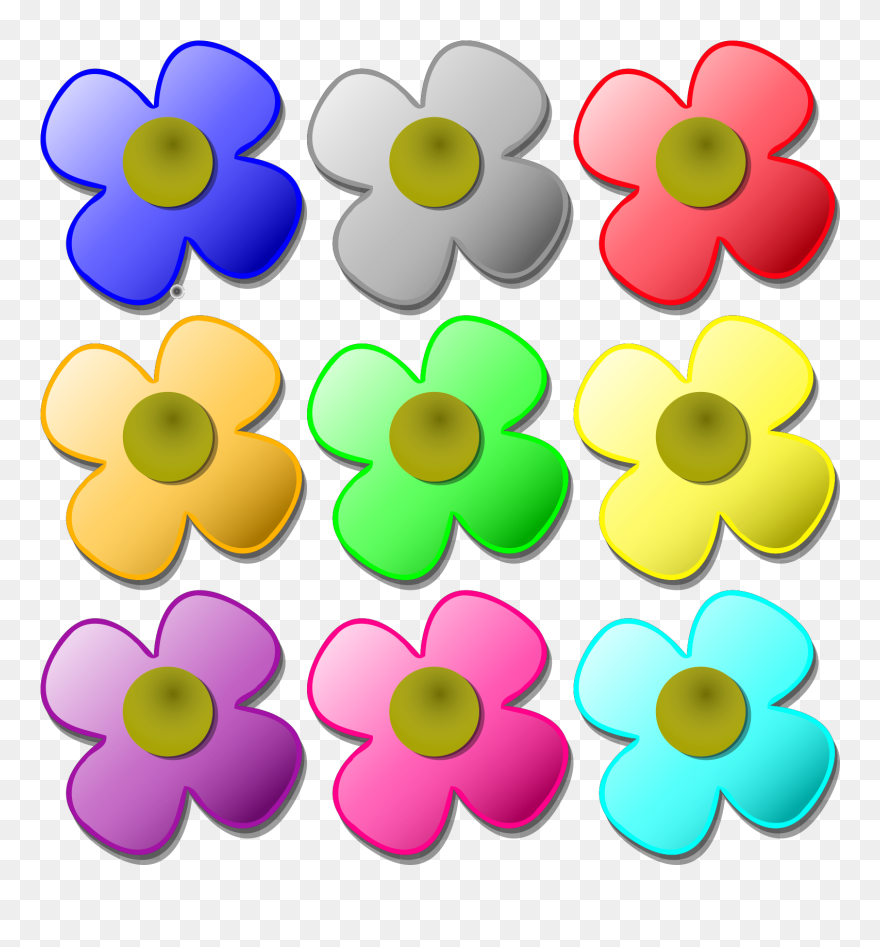 Different Colors Of Flowers Clipart - Png Download