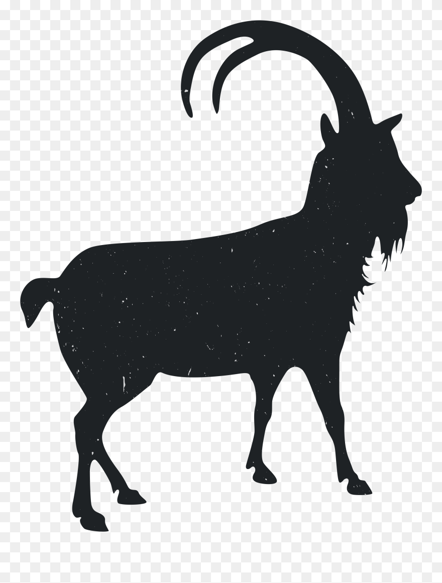 Goat Silhouette Black And White - Goat Silhouette Png Clipart