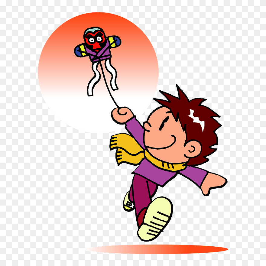 Child Kite Play Clipart - 凧 揚げ イラスト - Png Download