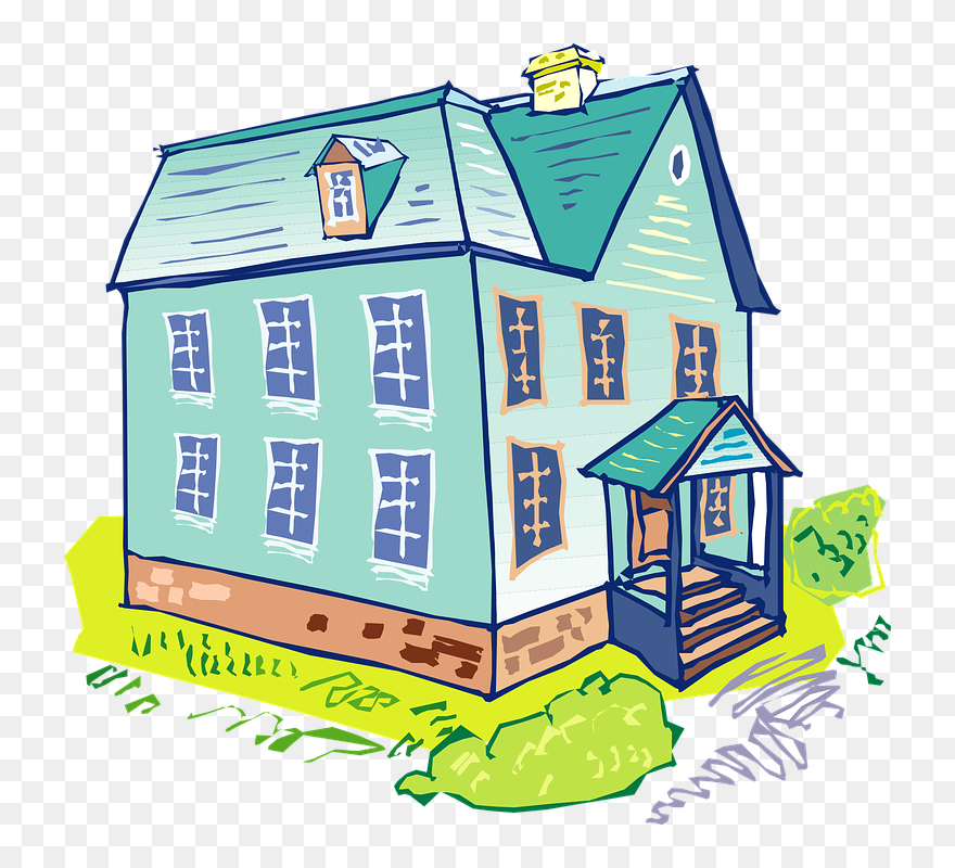 House, Blue, Home, Architecture, Building, Stairs - House Blue Cartoon Clipart