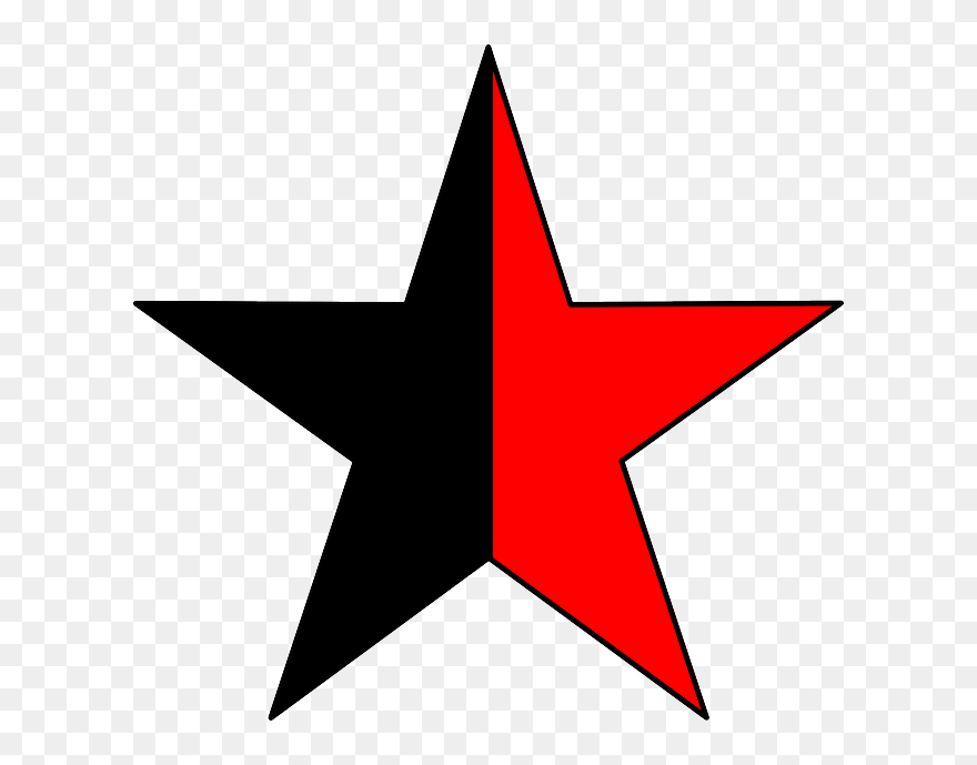 Star, Half, Color, Red, Rating - Black And Red Star Png Clipart