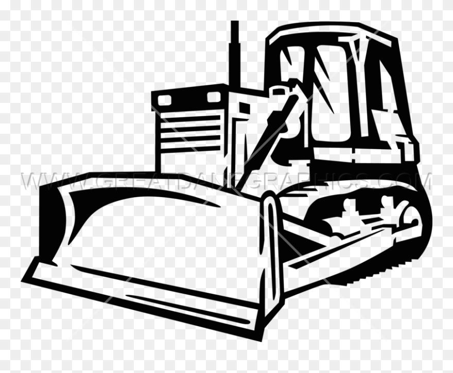Bulldozer Black And White Line Art Clip Art - Bulldozer Black And White Clipart - Png Download