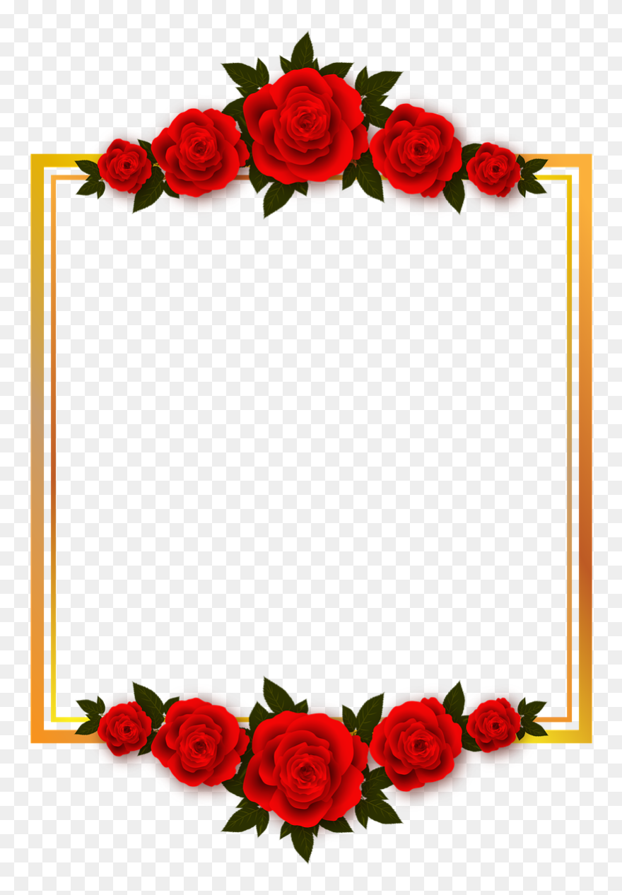 Rose Flower Borders - Transparent Background Flower Frame Png Clipart