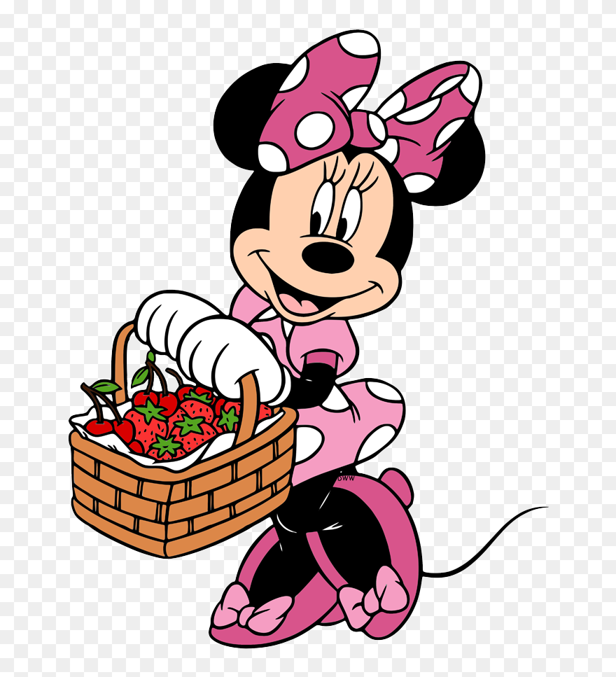 New Minnie Mouse Carrying Basket Of Strawberries - Minnie Mouse 10 Clipart - Png Download