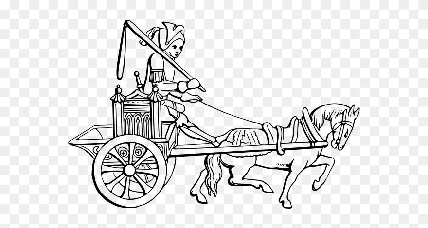 Medieval Cabriolet - Horse Cart Clipart Black And White - Png Download