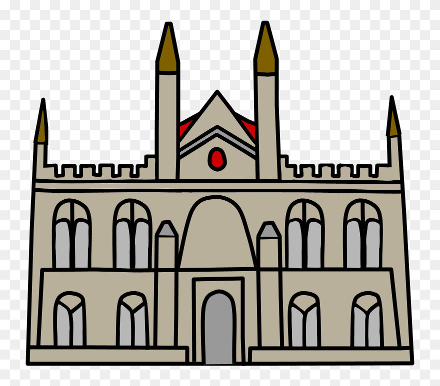 Castle, Medieval, Turrets, Brown, Gray, Red - Revelo Clipart