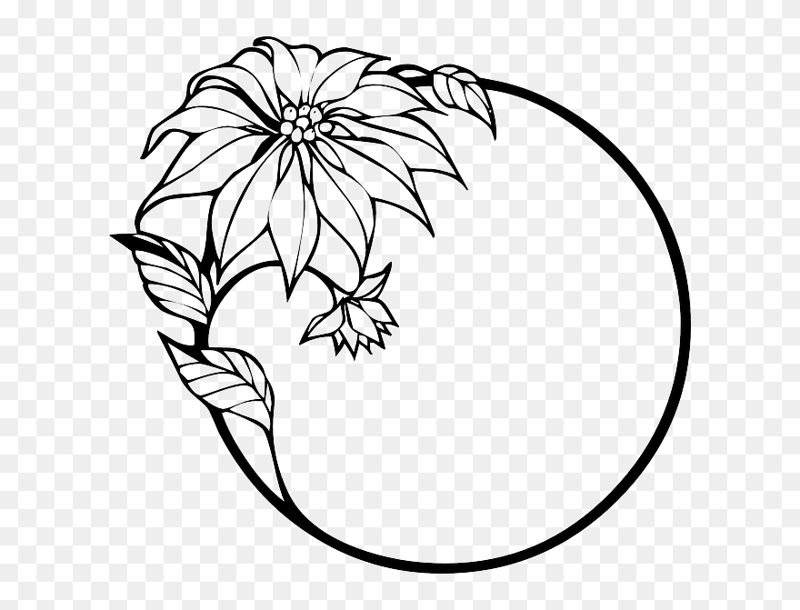 Border Flowers Drawing Clip Art - Flower Black And White - Png Download