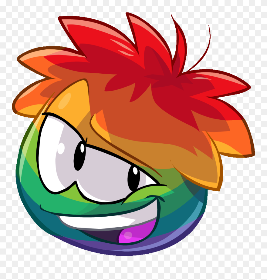 Why Does The Rainbow Puffle Look Like He"s About To - Rainbow Puffle Club Penguin Clipart