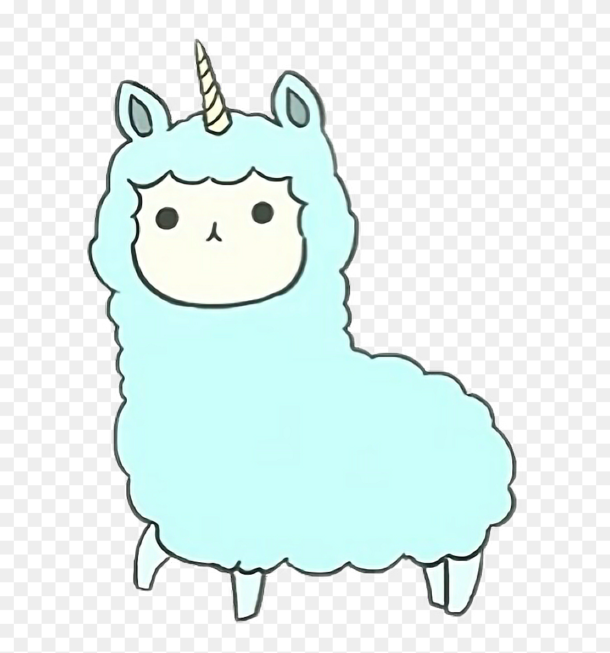 #unicorn #blue #llama #alpaca #cartoon #fluffy #freetoedit - Unicorn Lamma Clipart