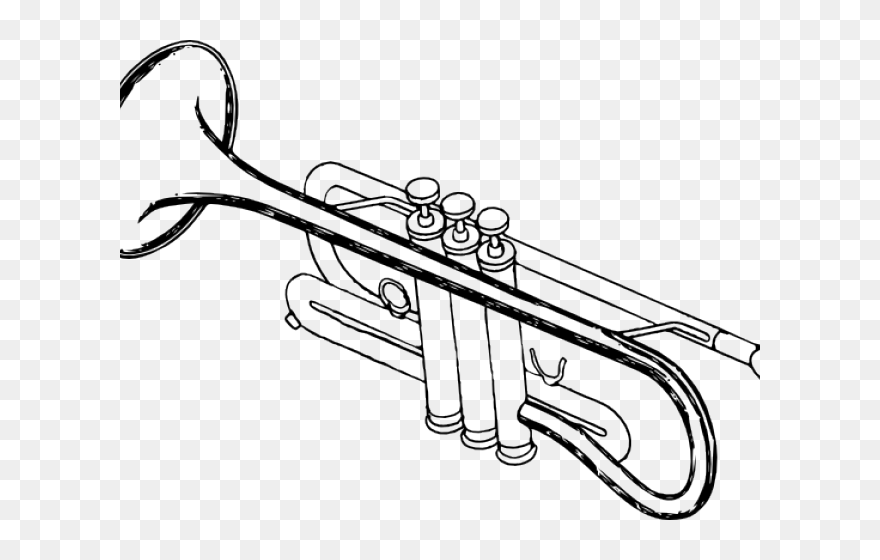 Brass Clipart Musical Instrument - Trombone Clipart Black And White - Png Download