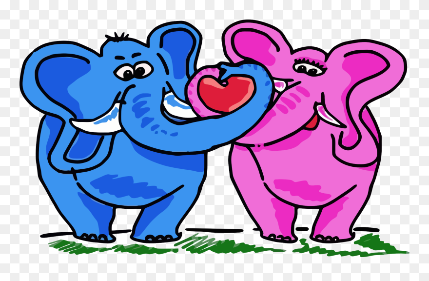 Elephant Couple Clipart - Png Download