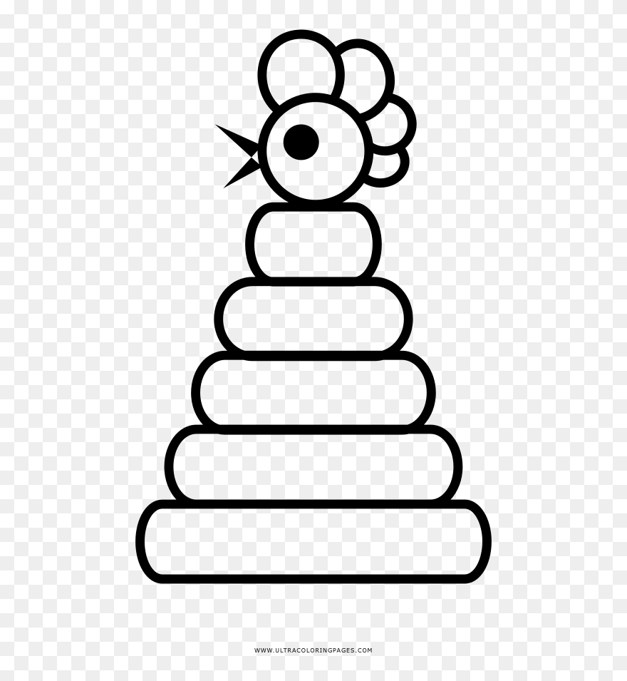 Pyramid Toy Coloring Page - Line Art Clipart