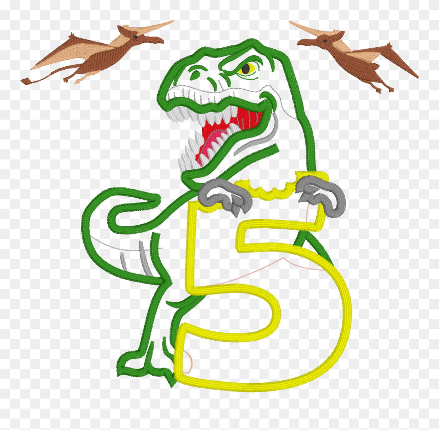 Dinosaurs With Number 5 Clipart
