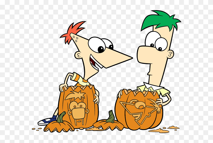 Clipart Carving A Pumpkin Picture Library Disney Halloween - Disney Phineas And Ferb Clipart - Png Download