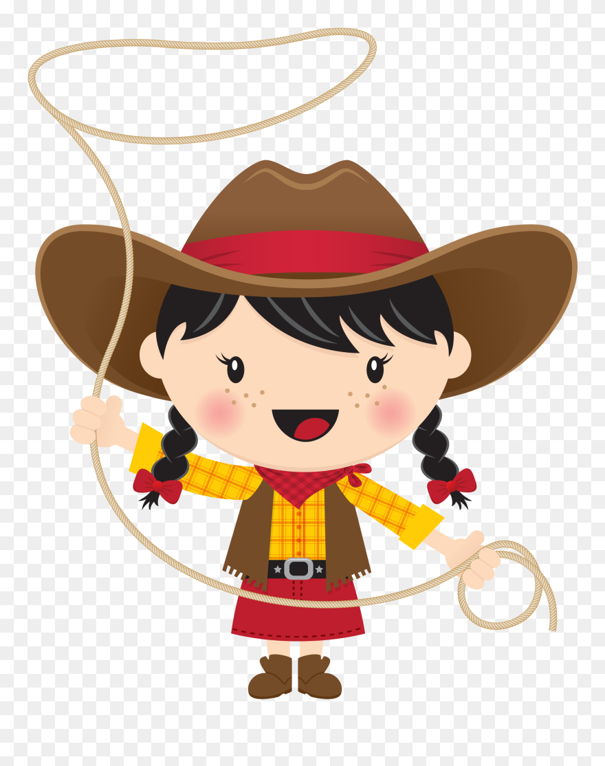 Black Hair With Lasso - Cowboy Cowgirl Clip Art - Png Download