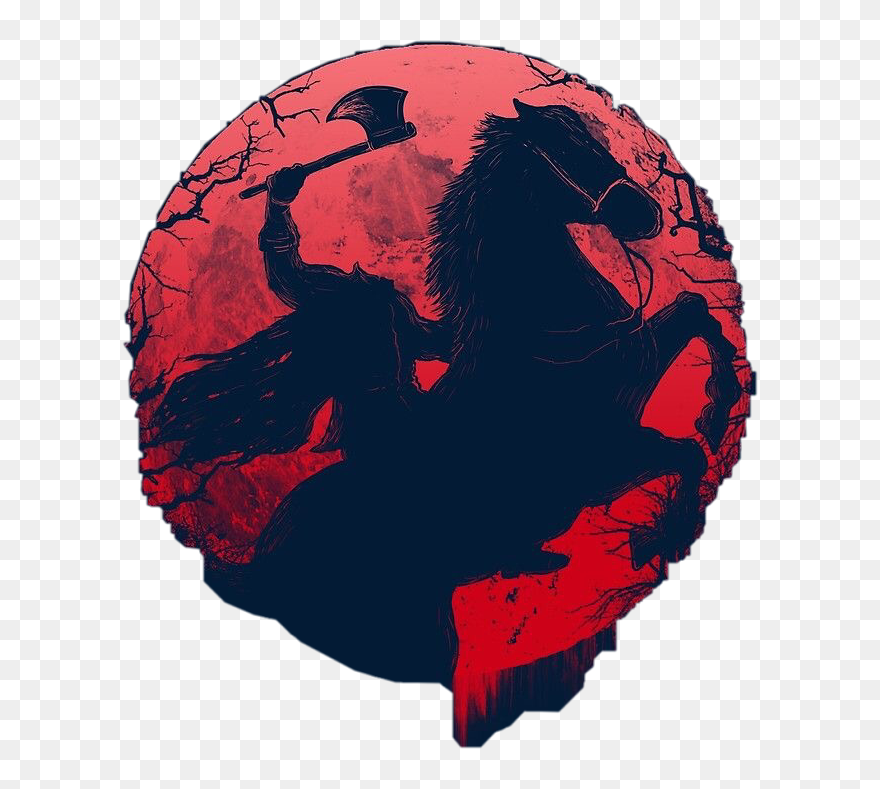 #headlesshorseman #red #black #axe #horse #man #art - Earth Clipart