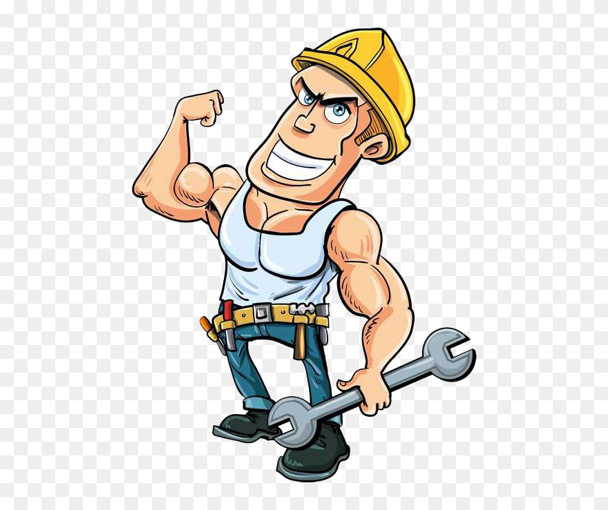 Cartoon Muscle Construction Worker Clipart