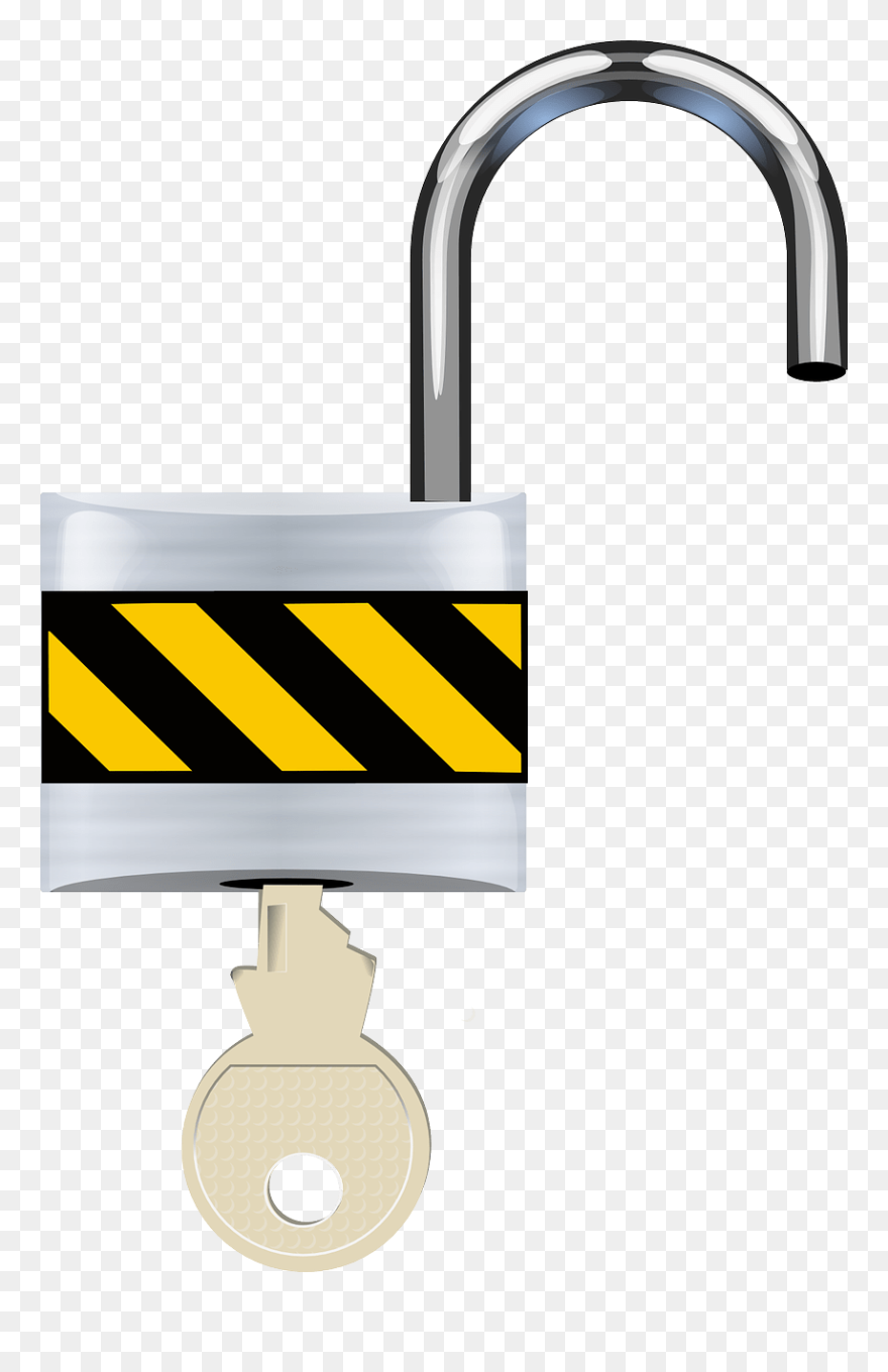 Lock,body Jewelry,hardware Accessory - Open Lock With Key Png Clipart