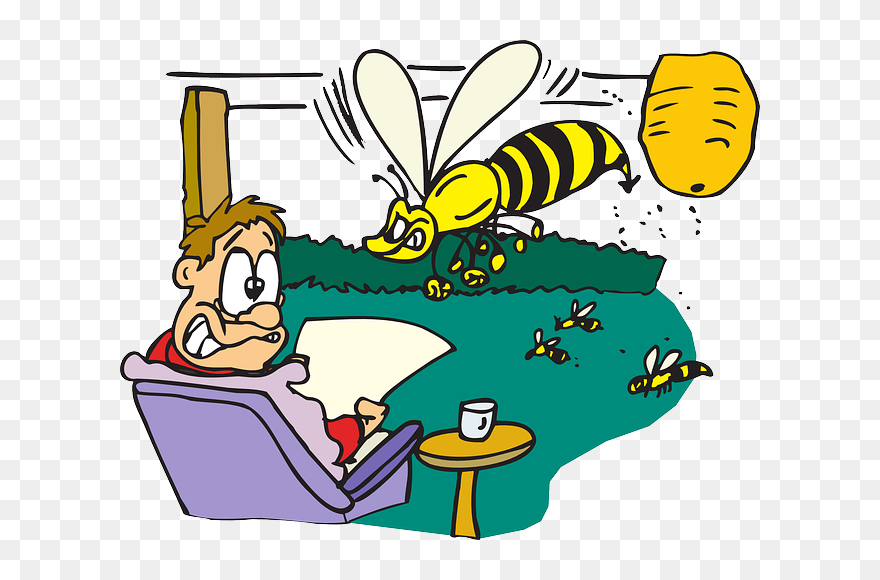 House, Man, Male, Angry, Human, Cartoon, Upset, Hive - Man Scared Of Bee Clipart
