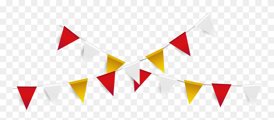 #banner #pennant #flag #garland #red #white #yellow - Red And Yellow Pennant Banner Clipart - Png Download