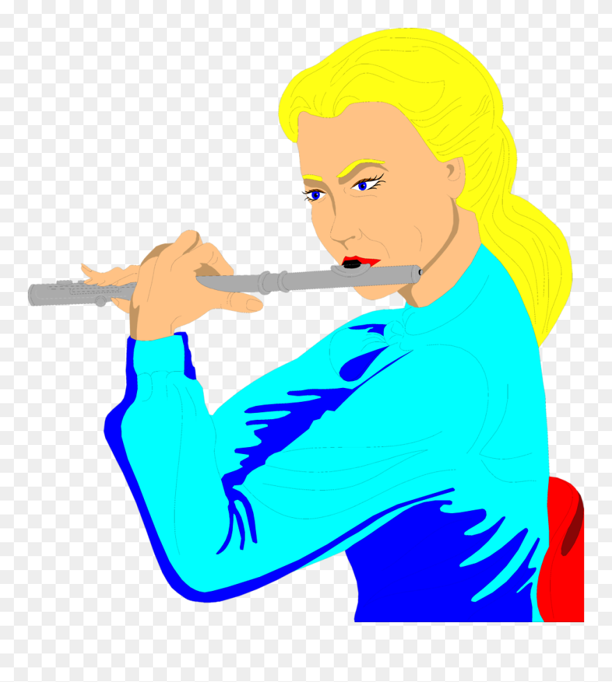 Clip Recorder Flute - Flute Player Girl Cartoon - Png Download