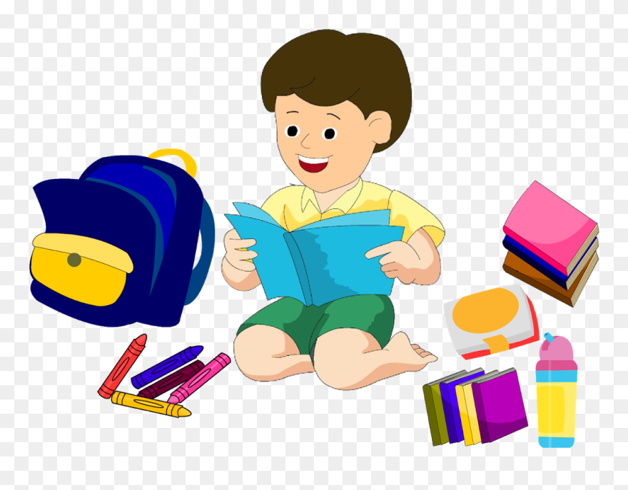 Cartoon Kid Preparing For School Clipart