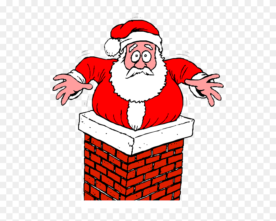Santa Not Fitting In Chimney Clipart