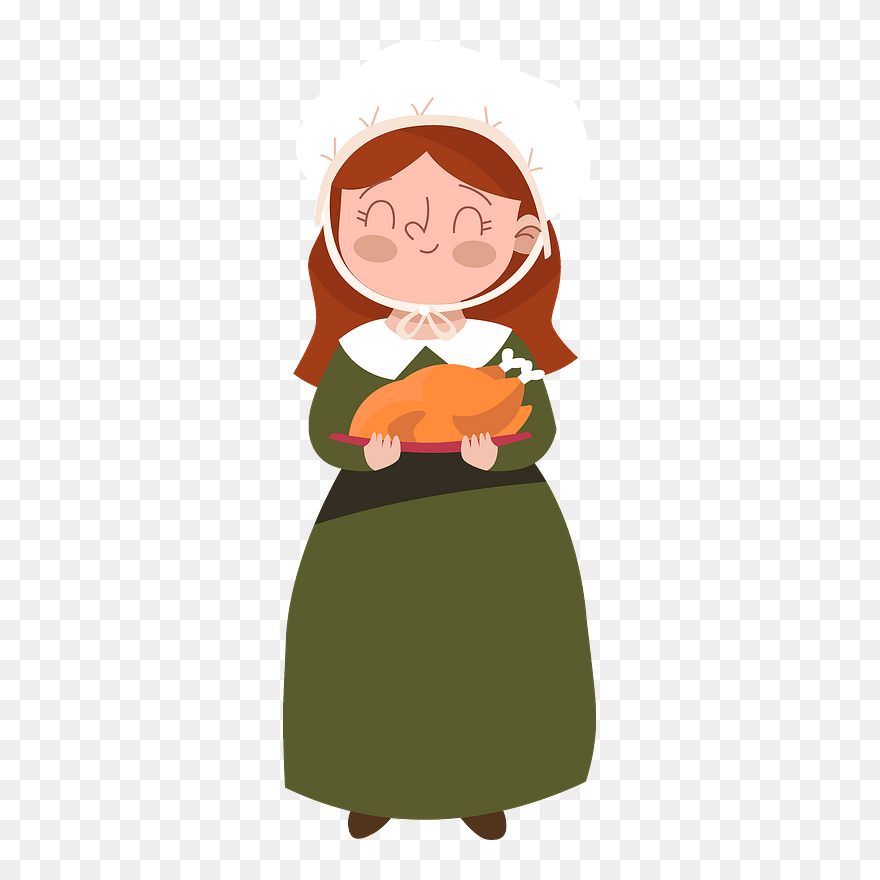 Pilgrim Lady Clipart - Cartoon - Png Download