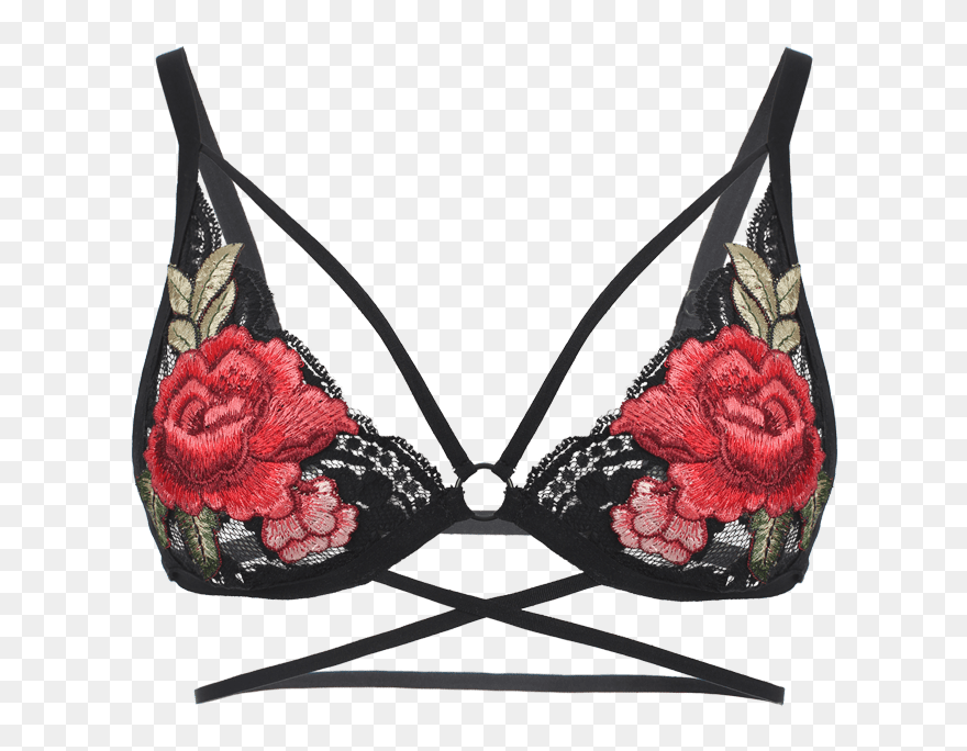 Wholesale Floral Applique Strappy Lace Bralette ,we - Lingerie Top Clipart