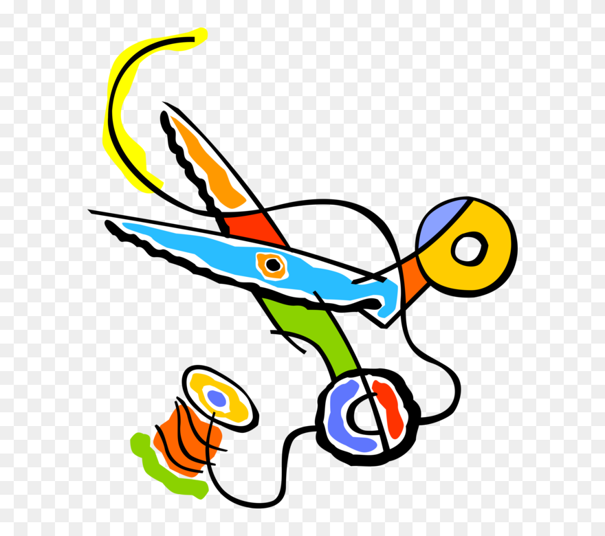 Vector Illustration Of Needle, Thread, Scissors, Sewing - Needle And Thread Transparent Graphic Clipart