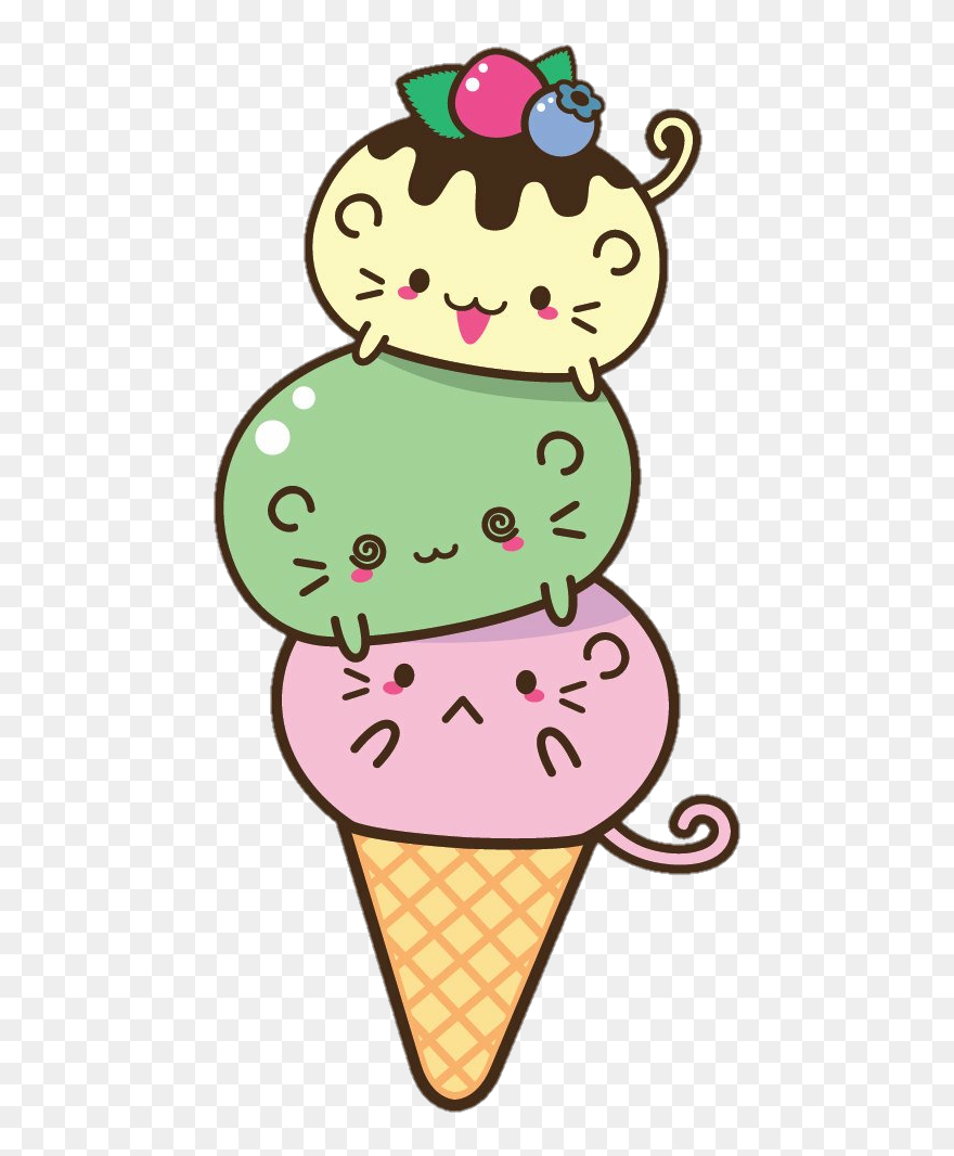 #sundae #icecream #meow #cat #cats #cartoon #cute #colorful - Kawaii Ice Cream Sundae Cartoon Clipart