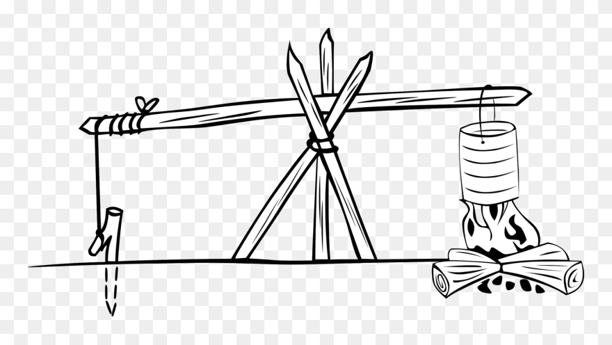 Ancient Clay Popcorn Popper Cooking On A Fire Clipart