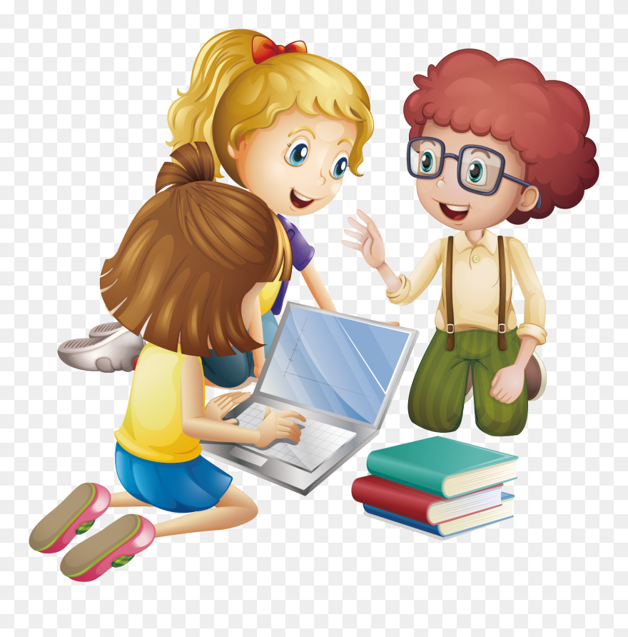 Happiness - Children Reading Books Clipart - Png Download