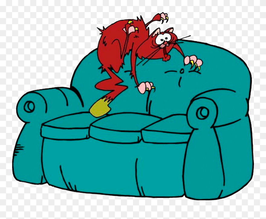 Transparent Naptime Clipart - Cartoon Cat Clawing Couch - Png Download