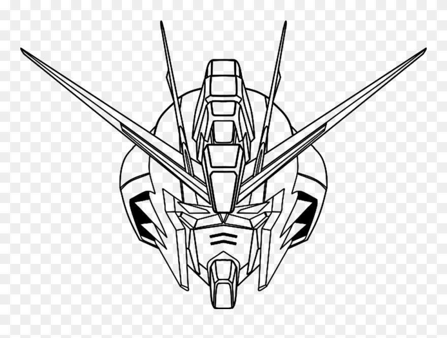 Zero Drawing Black And White - Strike Freedom Gundam Head Clipart