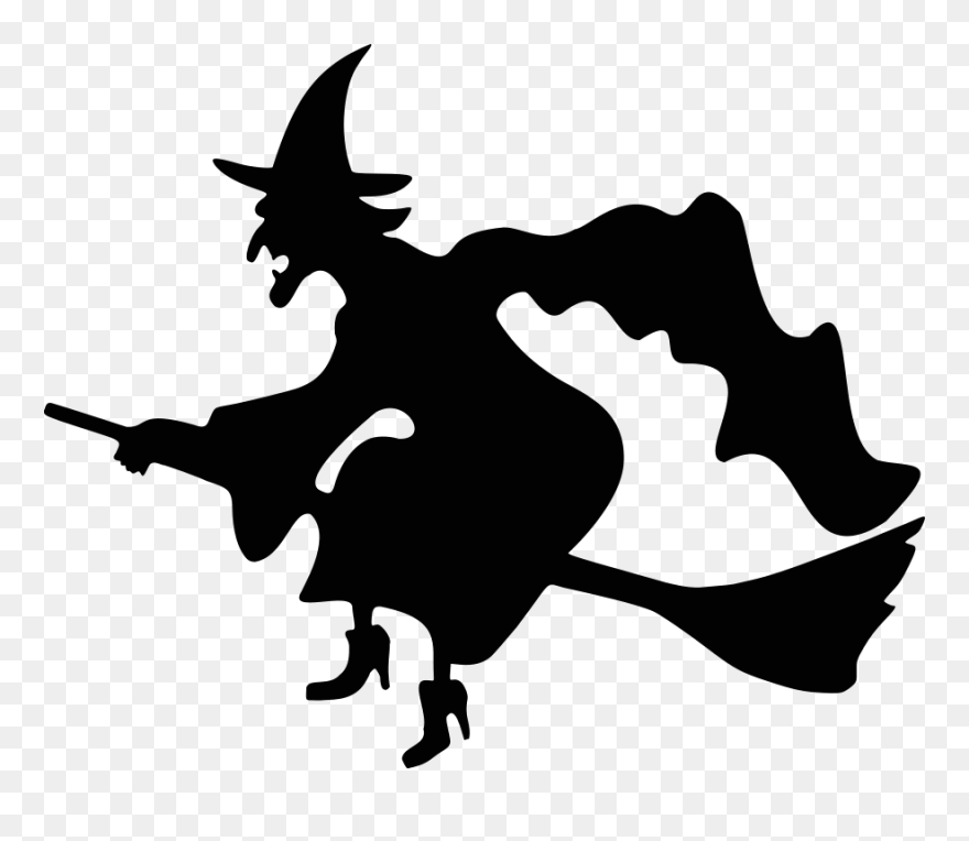 Free Halloween Black And White Halloween Border Clip - Sorcière Sur Son Balai - Png Download