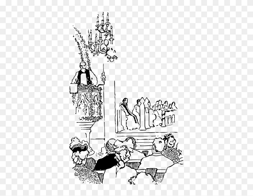 Illustration Of Church Interior In Vector Graphics - Eating Inside Church Clipart Black And White - Png Download