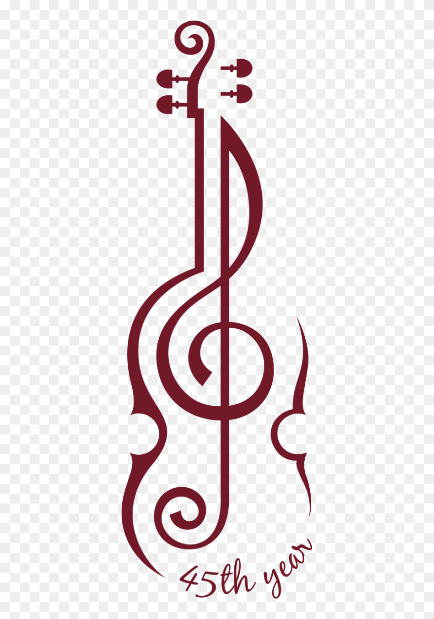 Violin As 45th Year Logo - Violin Treble Clef Tattoo Clipart