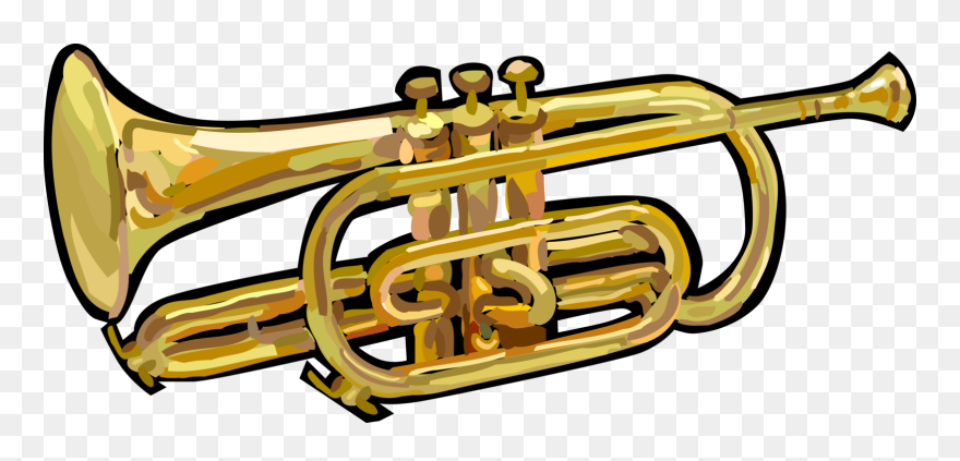 Vector Illustration Of Trumpet Horn Brass Musical Instrument - Brass Musical Instrument Clipart - Png Download