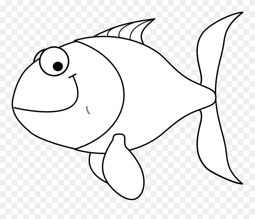 Fish Coloring Pages For Kids - Black And White Fish In Water Clipart - Png Download
