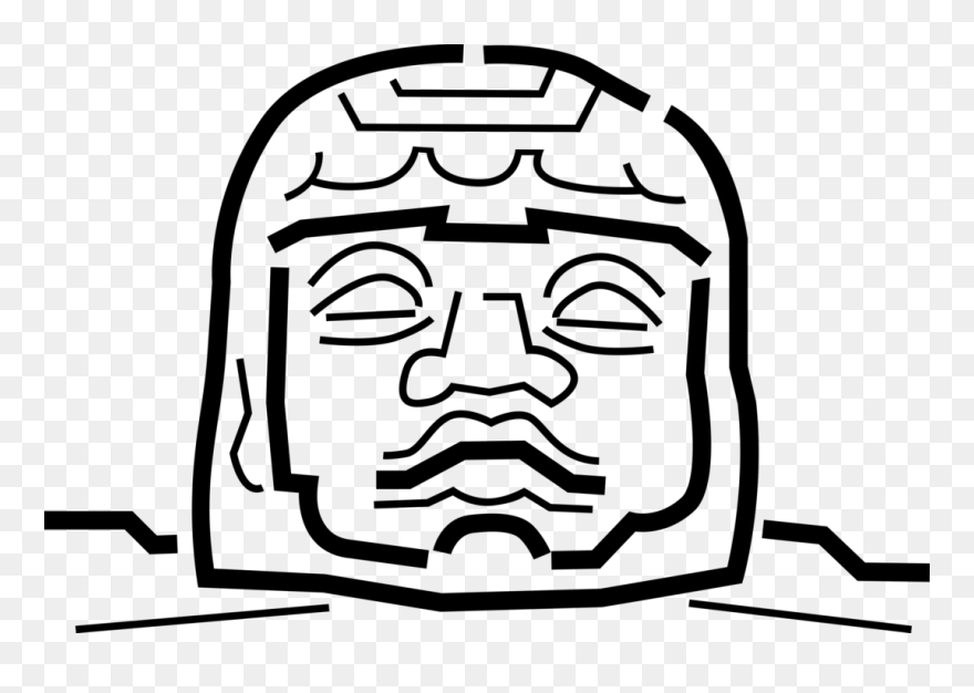 Boulder Vector Illustration - Olmec Colossal Heads Drawing Clipart